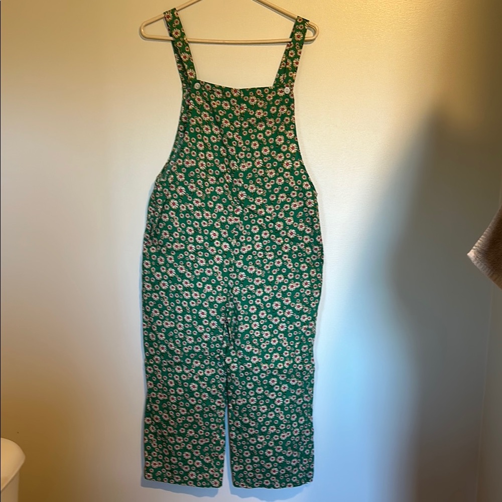 Floral Green Jumpsuit with Pockets 100% cotton